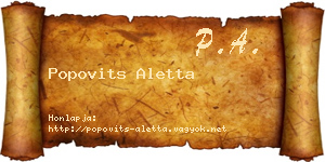 Popovits Aletta névjegykártya